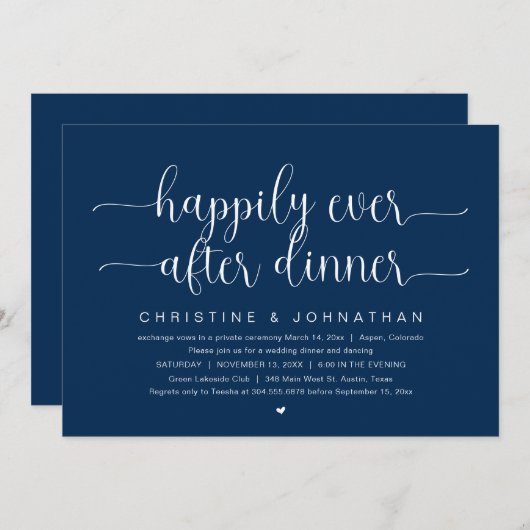 結婚式の隠し立て、ハッピーエバーアフターディナー 招待状 (正面/裏面)