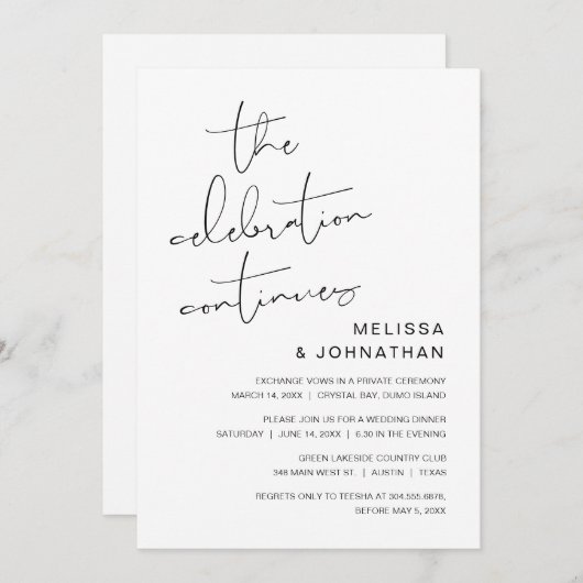 結婚式の隠し結婚式、祝賀会は続く 招待状 (正面/裏面)