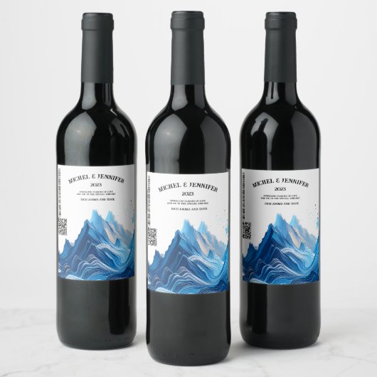 結婚式の青いラベル ワインラベル (ボトル)