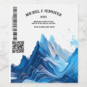 結婚式の青いラベル ワインラベル (シングルラベル)