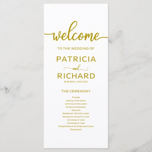 結婚式の順番 式次第 プログラム ゴールド (正面)