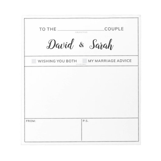 結婚式の願いとアドバイスゲーム ノートパッド (正面)