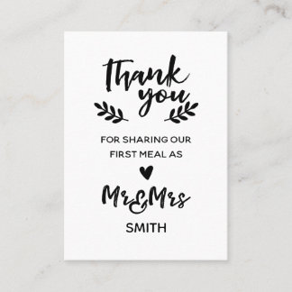 結婚式の食事のサンキューカード プレイスカード