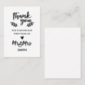 結婚式の食事のサンキューカード プレイスカード (正面/裏面)