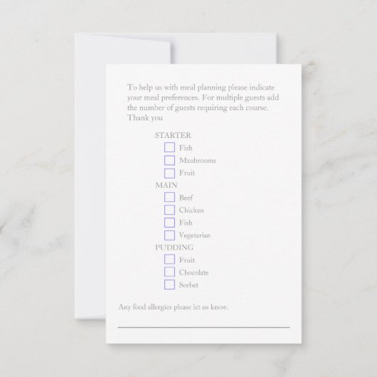 結婚式の食事の上等の紫色の花の応答カード 出欠カード (裏面)