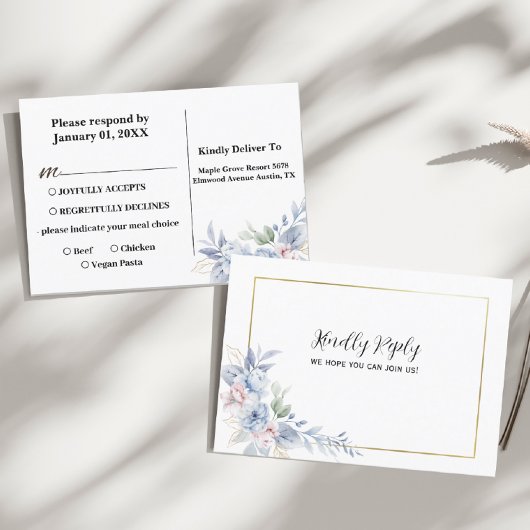 結婚式の食事リスト確認ポストカード 出欠カード