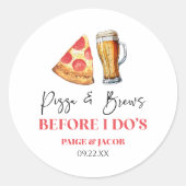 結婚式の食事会前のピザとビール ラウンドシール (正面)