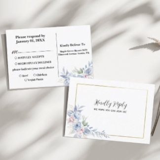 結婚式の食事確認はがき（花リスト付き） 出欠カード