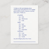 結婚式の食事選択 青い飛沫 封入カード エンクロージャーカード (裏面)