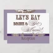 結婚式の食事、飲み会＆結婚式の正式な招待状 招待状 (正面/裏面)