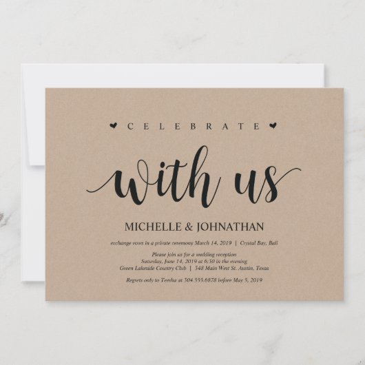 結婚式の駆け落ちを祝おう 誘ってくれてありがとう 招待状 (正面)