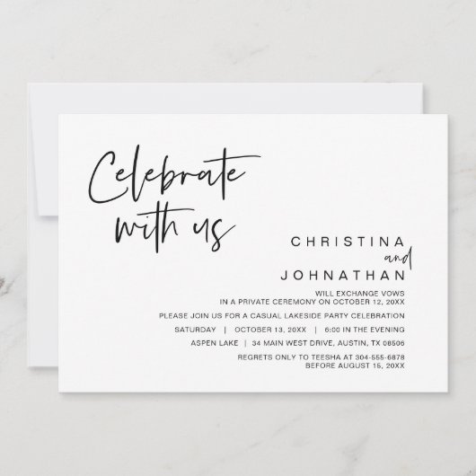 結婚式の駆け落ちパーティー、お祝いしましょう 招待状 (正面)