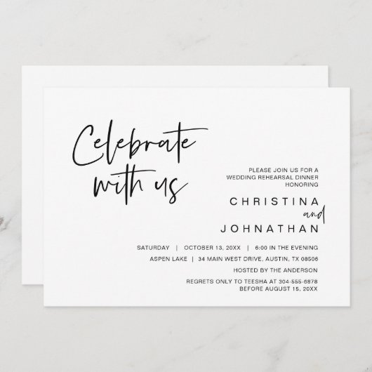 結婚式の駆け落ちパーティー、お祝いしましょう 招待状 (正面/裏面)