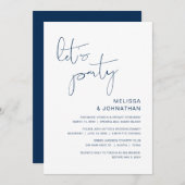 結婚式の駆け落ちパーティー。クラシカルなネイビーブルーでLet's Party 招待状 (正面/裏面)