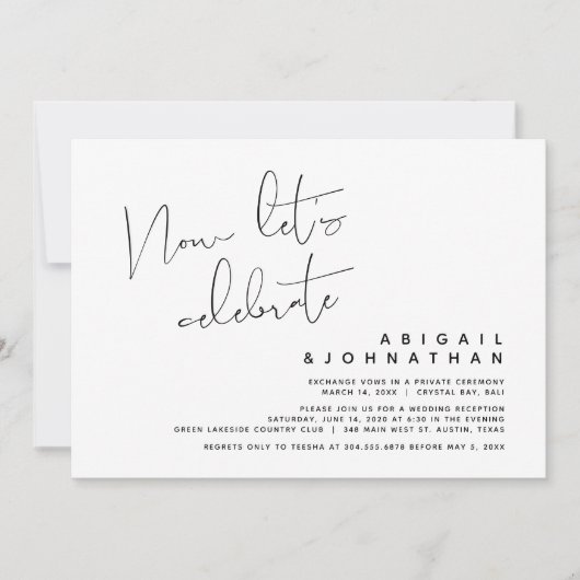 結婚式の駆け落ち、さぁお祝いしよう 招待状 (正面)