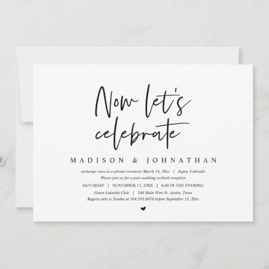 結婚式の駆け落ち、さぁ祝おう 招待状 (正面)