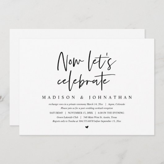 結婚式の駆け落ち、さぁ祝おう 招待状 (正面/裏面)