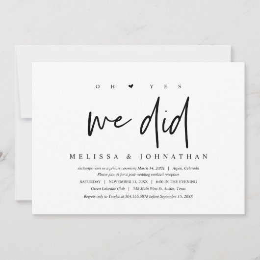 結婚式の駆け落ち、そう、私たちもしました 招待状 (正面)