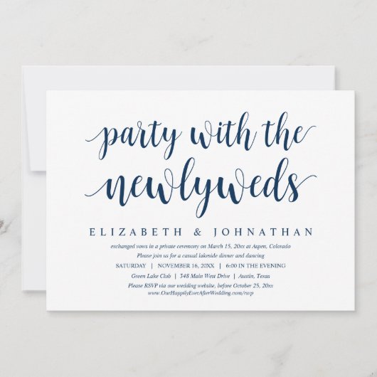 結婚式の駆け落ち、ハッピーエバーアフターお祝い 招待状 (正面)