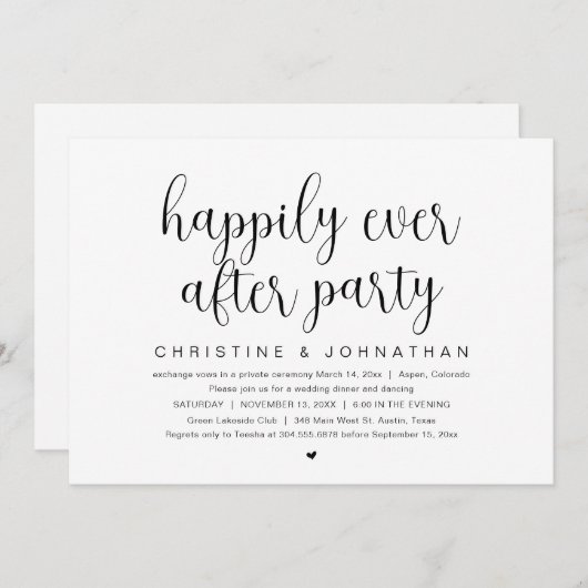 結婚式の駆け落ち、ハッピーエバーアフターパーティー 招待状 (正面/裏面)