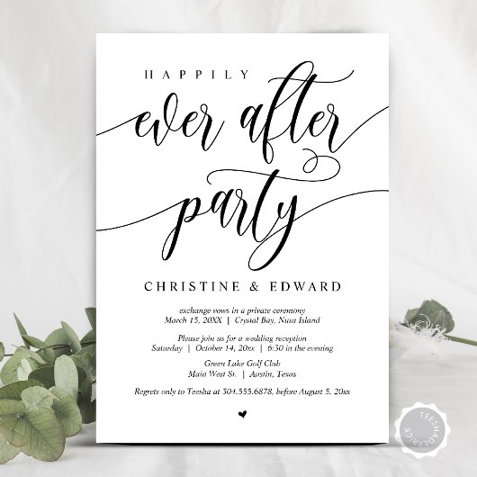 結婚式の駆け落ち、ハッピーエバーアフターパーティー 招待状