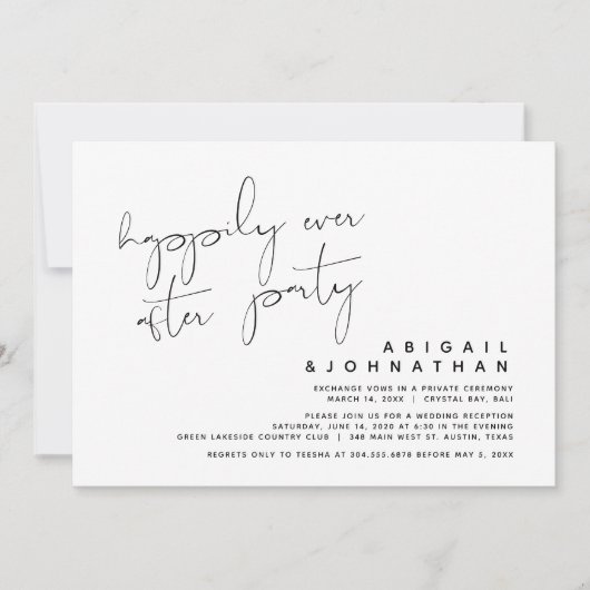 結婚式の駆け落ち、ハッピーエバーアフターパーティー 招待状 (正面)