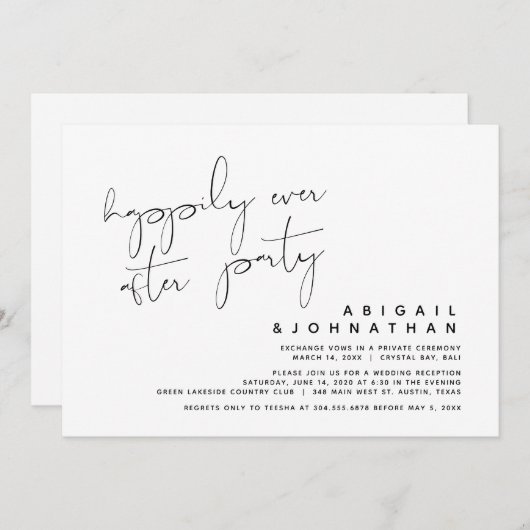 結婚式の駆け落ち、ハッピーエバーアフターパーティー 招待状 (正面/裏面)
