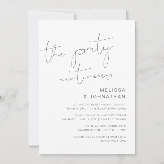 結婚式の駆け落ち、パーティーは続く 招待状 (正面)