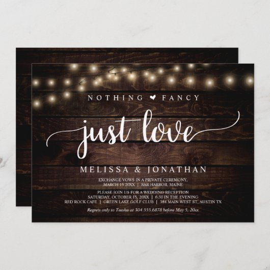 結婚式の駆け落ち, 何も豪華ではなく愛だけの招待状 招待状 (正面/裏面)