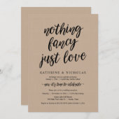 結婚式の駆け落ち, 何も豪華ではなく, ただ愛, クラフト 招待状 (正面/裏面)
