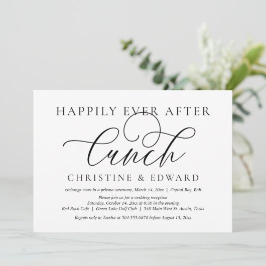 結婚式の駆け落ち、幸せな日々を送るためのランチ 招待状 (スタンド正面)
