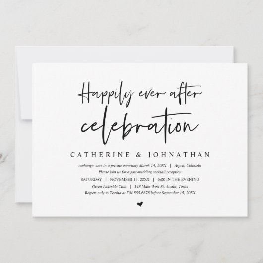 結婚式の駆け落ち、幸せな生活の始まりのお祝い 招待状 (正面)