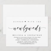 結婚式の駆け落ち、 新婚夫婦とのディナー 招待状 (正面/裏面)