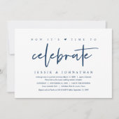 結婚式の駆け落ち、祝う時、ネイビーブルー 招待状 (正面)