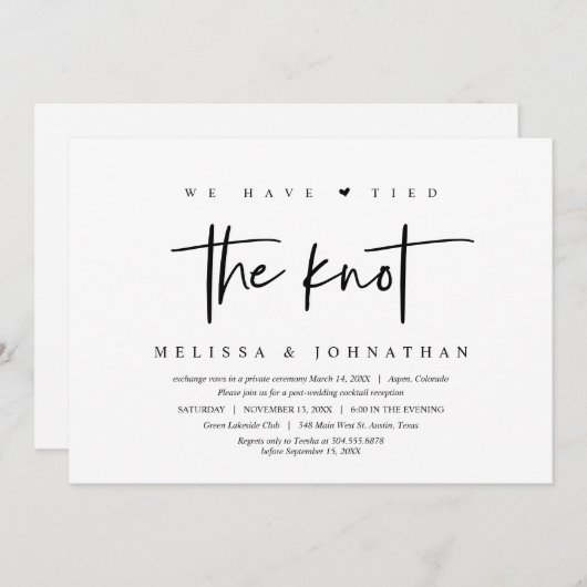 結婚式の駆け落ち, 私たちは結婚しました 招待状 (正面/裏面)