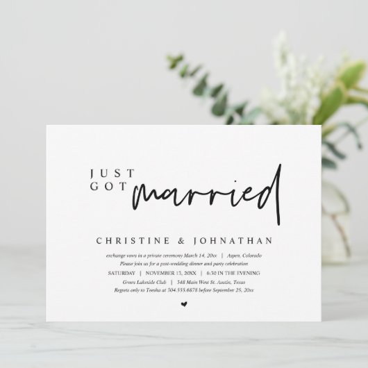 結婚式の駆け落ち、結婚したお知らせ 招待状 (スタンド正面)