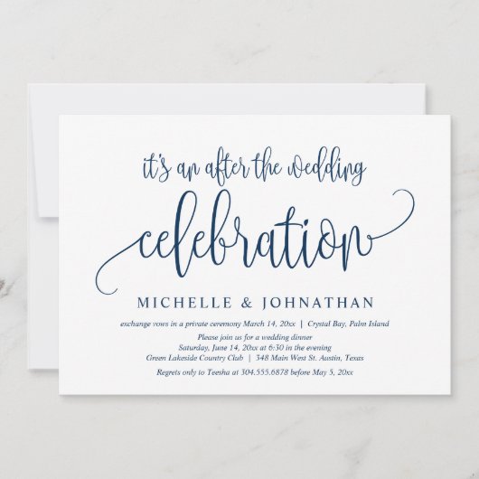 結婚式の駆け落ち, 結婚式後のお祝い会 招待状 (正面)
