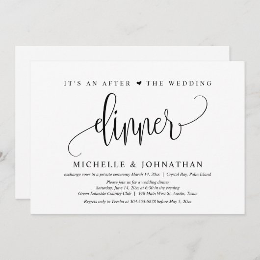 結婚式の駆け落ち, 結婚式後の食事会 招待状 (正面/裏面)