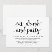 結婚式の駆け落ち、食べ、飲んでパーティー 招待状 (正面/裏面)