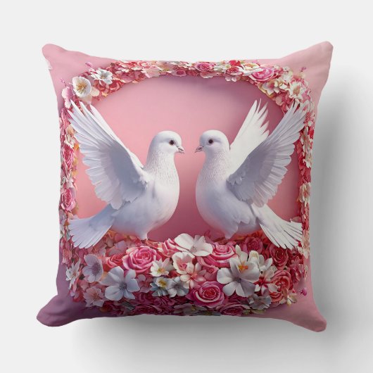 結婚式の鳩のアート クッション (正面)