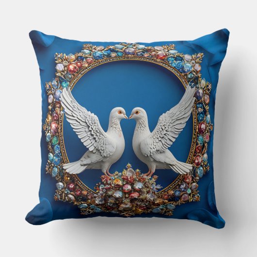 結婚式の鳩のアート クッション (正面)