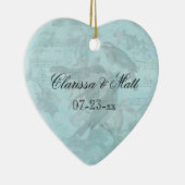 結婚式の鳴き鳥のカスタムなハートの記念品のオーナメント セラミックオーナメント (右)