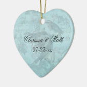 結婚式の鳴き鳥のカスタムなハートの記念品のオーナメント セラミックオーナメント (左)