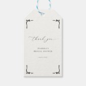 結婚式の黒いリボンのウェディングシャワーの感謝の気持ち ギフトタグ (正面)