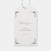 結婚式の黒いリボンのウェディングシャワーの感謝の気持ち ギフトタグ (裏面)