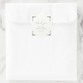 結婚式の黒いリボンのウェディングシャワーの感謝メッセージ スクエアシール (バッグ)