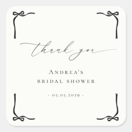 結婚式の黒いリボンのウェディングシャワーの感謝メッセージ スクエアシール