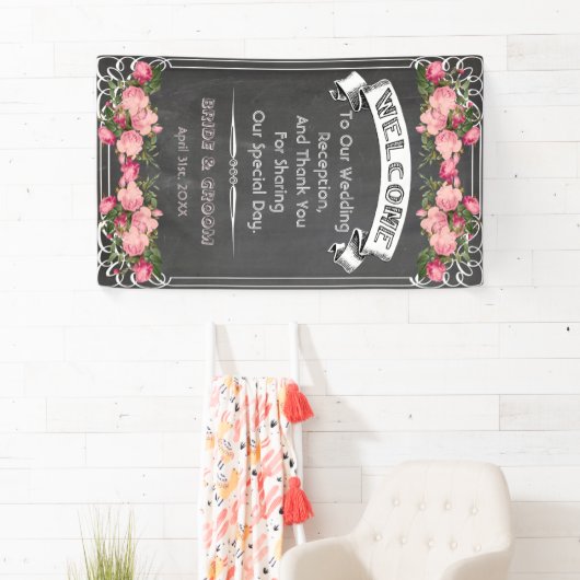 結婚式の黒板の旗、黒板の結婚式の印 横断幕 (インサイチュ)