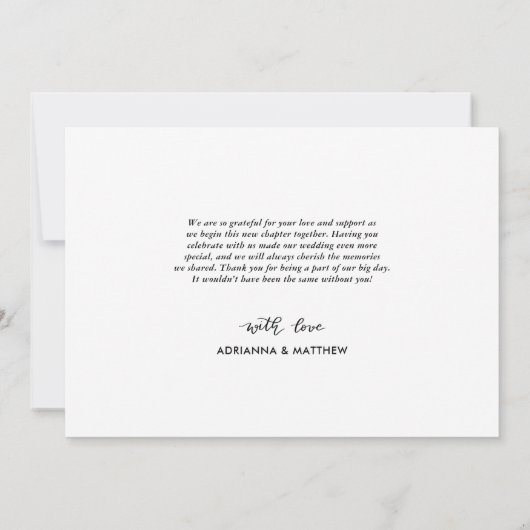 結婚式の3枚の写真 エレガントな感謝のメッセージスクリプト サンキューカード (裏面)