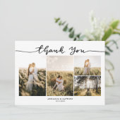 結婚式の4枚の写真 エレガントな感謝のメッセージスクリプト サンキューカード (スタンド正面)